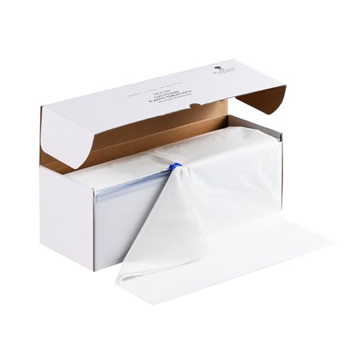 Goodluck 54 Inch X 300 Feet Plastic Table Cloths with Cutter Box, White Disposable Table Cover Roll, Plastic Tablecloth for Party, Banquet, Wedding, Birthday, Anniversary - color: White, size: 15.4" x 5.5" (Rectangular)