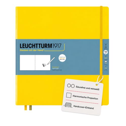 Leuchtturm1917 - Square Hardcover Sketchbook (Lemon) - 112 Pages of 150g/m² Paper - color: Lemon, size: Square