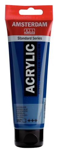 Amsterdam Standard Series Acrylic Paint Tube, Greenish Blue 557, 4 fl oz | Vibrant Color with Acrylic Resin Binder, High Lightfastness, Water-Based, Strong Coverage, Visible Brush Strokes - color: Greenish Blue, size: 4.06 Fl Oz (Pack of 1)