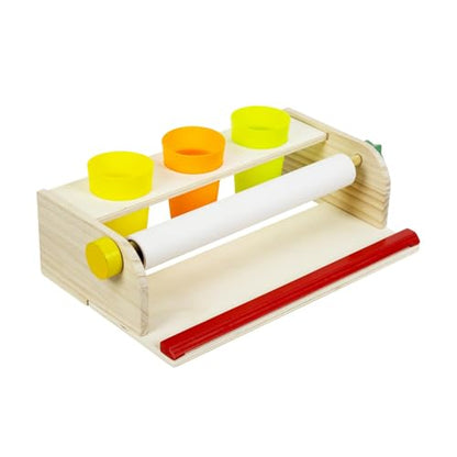 Kids Art Easel Paper Roll Dispenser, Wooden Tabletop Design, 2 Packs White Bond Paper, Portable Drawing Station