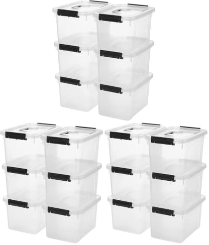 6 Quart Clear Storage Latch Box/Bins, 18-Pack Plastic Container with Latches and Lid - color: Clear, size: 6 QT (Pack of 3)