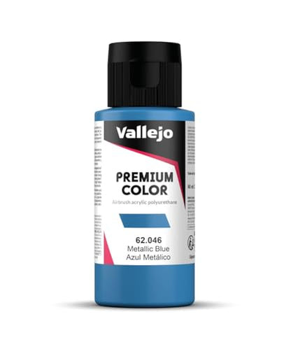 Vallejo - Premium Color RC Metallic Blue 2.02 Fl.Oz. (60 ml) for Airbrushing, Acrylic-Polyurethane Hybrid Resin of Great Resistance Paint for Model and Hobby Use - style: Metallic Blue