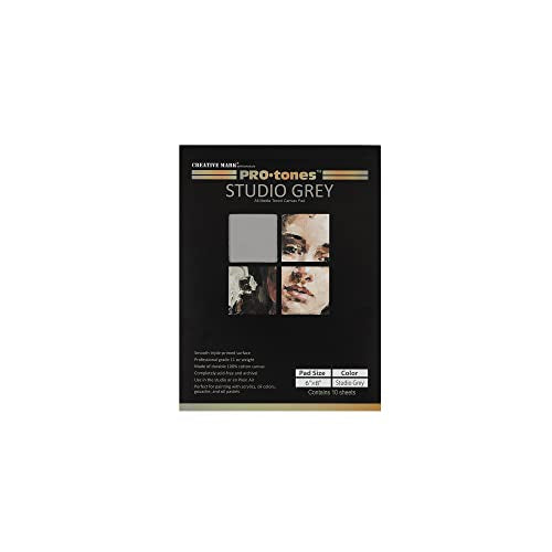 Paramount Pro-Tones All-Media Toned Canvas Pads - Triple-Primed Toned Canvas Pads for Acrylic, Oil, Gouache, & More! - [Studio Grey - 9x12] - color: Studio Grey, size: 9x12"
