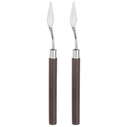 HARFINGTON 2pcs No.7 Palette Knives 10mm Width Stainless Steel Small Pointy Spatula Painting Pallet Knife with Wood Handle for Oil Acrylic Canvas Mixing Spreading, Red - size: 10mm