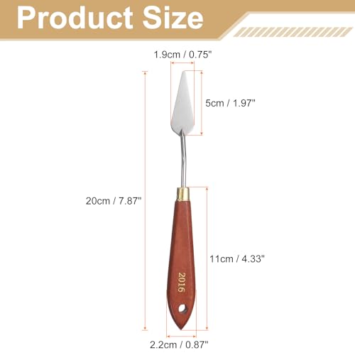 HARFINGTON Palette Knife Painting Tool 1.97" x 0.75" Stainless Steel Teardrop Blade 7.87" Length Spatula Painting Pallet Knives with Hole Beech Wood Handle for Oil Acrylic Canvas, Red/Silver - size: 7.87" x 0.75" x 1.97"