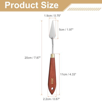 HARFINGTON Palette Knife Painting Tool 1.97" x 0.75" Stainless Steel Teardrop Blade 7.87" Length Spatula Painting Pallet Knives with Hole Beech Wood Handle for Oil Acrylic Canvas, Red/Silver - size: 7.87" x 0.75" x 1.97"