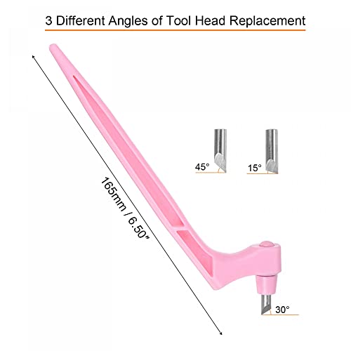 uxcell Craft Cutting Tools, 360 Degree Rotating Blades Stainless Steel Cutter with 15 30 45 Degree Blade for DIY Crafts Stencils Scrapbooks, Pink - color: Pink
