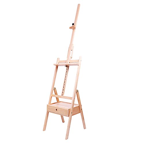 Mont Marte Signature Tilting Box Floor Easel Beech Wood, Holds Canvases up to 92cm (36.2in) in Height, Angle Adjustment, Sturdy Base, Built-in Drawers for Art Supplies, Artist Painting Easel. - color: Light Brown