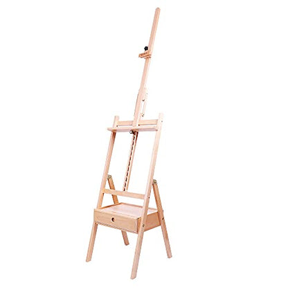Mont Marte Signature Tilting Box Floor Easel Beech Wood, Holds Canvases up to 92cm (36.2in) in Height, Angle Adjustment, Sturdy Base, Built-in Drawers for Art Supplies, Artist Painting Easel. - color: Light Brown