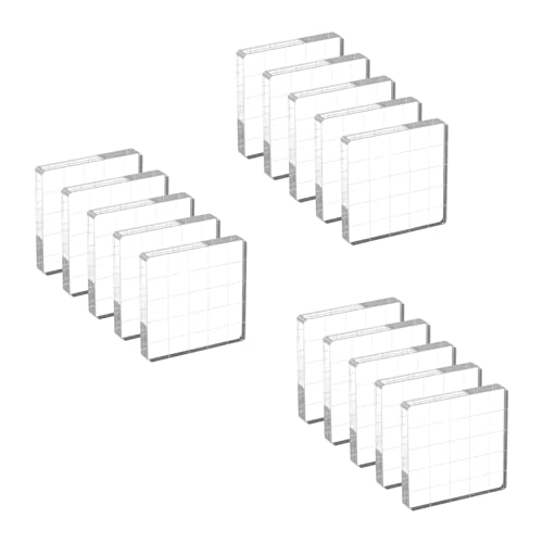 PATIKIL Acrylic Stamp Block, 15 Pack Stamping Block Square Shape with Grid Lines Decorative Mounting Blocks Set for Scrapbooking DIY Crafts Card Making, 2" x 2" - size: 2" x 2"