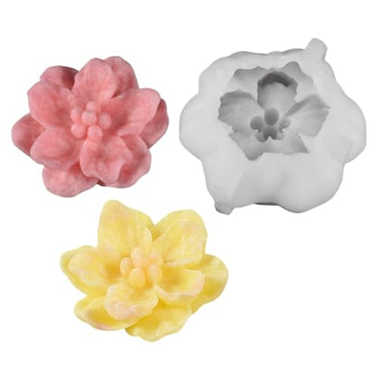 3D Flower Silicone Candle Molds Lotus/Rose/Iris/Camellia Flower Soap Plaster Resin Casting Mold Fondant Chocolate Cake Baking Tools (Camellia)