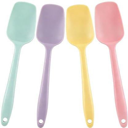 4 PCS,7.8Inch Silicone Spatulas Rubber Spatula Small Spatula Baking Mini Spatula Mixing Tool for Nonstick Cookware (4 colors) - color: 4 colors