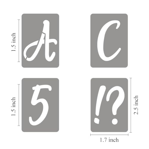 1.5 Inch Letter Stencils for Painting - 42 Pack Alphabet Letter Number Templates with Signs, Reusable Plastic Alphabet Number Stencils for Chalkboard Fabric Rock Wood Crafts Painting - size: 1.5 Inch