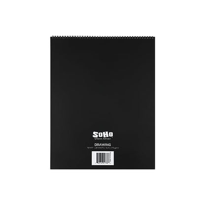 SoHo Urban Artist Softcover Drawing Pad - 14"x17", 12 Pack w/288 Sheets Total - 92 lbs/150gsm, Mixed Media, Dual-Sided, Acid-Free, Wire-Bound, Micro-Perforated, Repeated Erasing & Reworking - size: 14"x17"