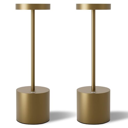TBBGA LED Cordless Table Lamps Set of 2, 5000mAh Rechargeable Table Light | Portable Outdoor Table Lamp, 3 Color Stepless Dimming Battery Powered Lamp for Dinner/Patio/Restaurant/Bedroom (Titanium) - color: Titanium2