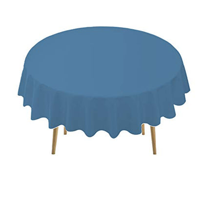 Navy Blue Plastic Tablecloths 2 Pack Disposable Table Covers 84 Inches Circle Shower Party Tablecovers PEVA Vinyl Dark Table Cloths for Parties Birthdays Weddings Banquet's 6 ft Round Table Use - color: A03 Navy Blue