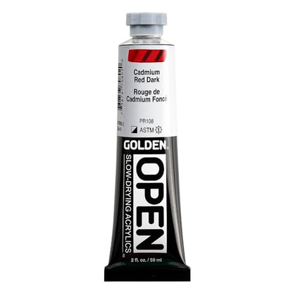 GOLDEN OPEN Slow-Drying Acrylics, Cadmium Red Dark, 2 fl. oz. Tube - color: Cadmium Red Dark, size: 2 Fl Oz (Pack of 1)