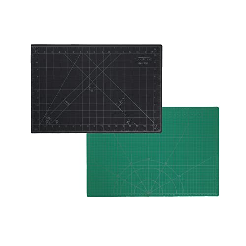 Pacific Arc Double Sided Self Healing Cutting Mat - Thick and Durable Vinyl Rotary Cutting Mat for Sewing & Scrapbook Paper Cutting Mat (12"x18") - size: 12"X18"