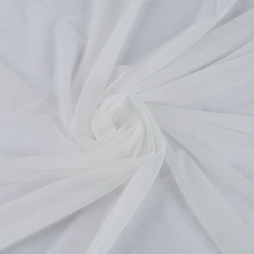 Superfine 4-Way Stretch Net Fabric Nylon Spandex Power Mesh, Pre-Cut 5 Yards Long 60" Wide, Lightweight Sheer (Off White) - color: Off White