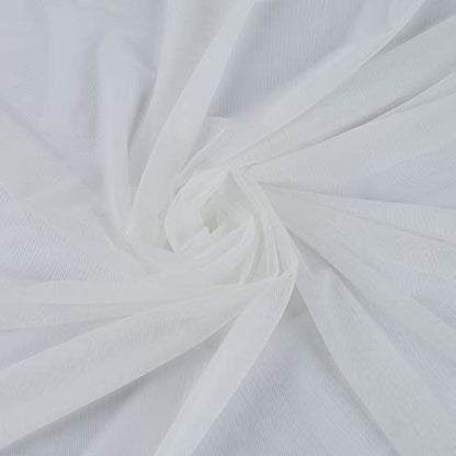 Superfine 4-Way Stretch Net Fabric Nylon Spandex Power Mesh, Pre-Cut 5 Yards Long 60" Wide, Lightweight Sheer (Off White) - color: Off White