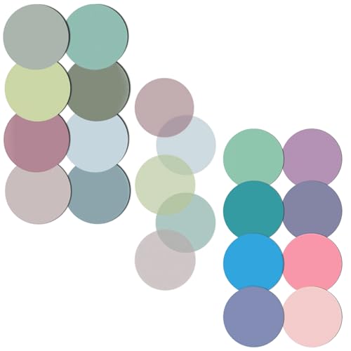 800PCS Transparent Round Sticky Notes, 16 Colors Self Adhesive Memo Pads | Colorful Round Design, Smooth Paper Material, 16 Assorted Shades, Planner Notes, Office School Supplies, Reminder Messages - color: Transparent, Pastel Colors
