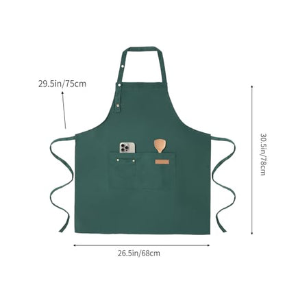 Tosewever Art Aprons for Women Painting Pottery Baking, Mens Buckle Straps Kitchen Apron with Pockets for Chef Cooking - color: Green