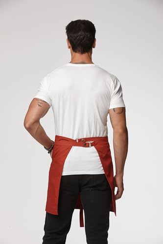 Waist Apron for Men Server Bistro Half 4251BY - color: Rust Red, size: 1 Pack