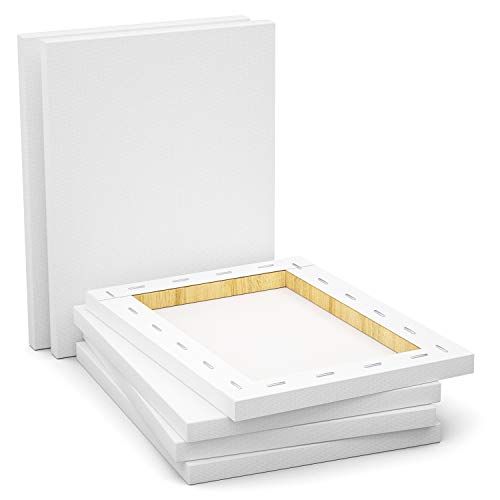 Stretched Canvas, 11x14 Inch Set of 7, Primed White | 100% Cotton Artist Canvas Boards for Painting, Acrylic Pouring, Oil Paint Dry & Wet Art Media - color: White, size: 11"x14"