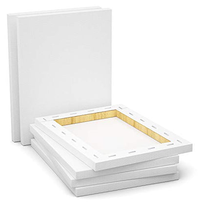 Stretched Canvas, 11x14 Inch Set of 7, Primed White | 100% Cotton Artist Canvas Boards for Painting, Acrylic Pouring, Oil Paint Dry & Wet Art Media - color: White, size: 11"x14"
