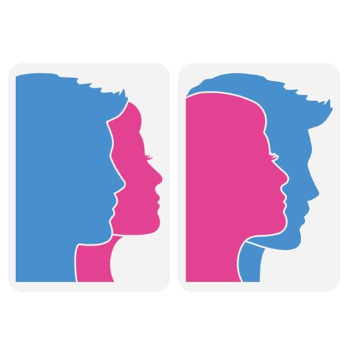 FINGERINSPIRE 2 Pcs Man and Woman Faces Painting Stencil 8.3x11.7inch Reusable Boy Girl Pattern Drawing Template DIY Human Silhouette Deoration Stencil for Painting on Wood Wall Fabric Furniture - color: Man and Woman Faces