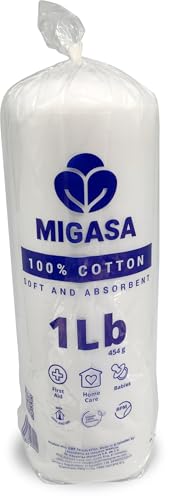 Cotton Roll 1 lb, 100% Natural Cotton, Soft & Absorbent Loose Roll for Personal Care, Skincare, Makeup Removal, Beauty & Surface Cleaning