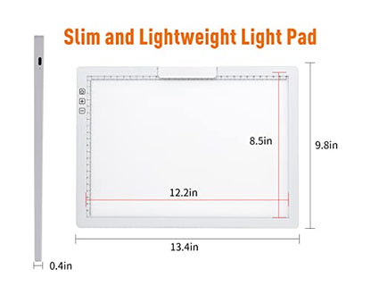 Rechargeable A4 LED Light Pad with Padded Case, YINGWOND Tracing Light Box w/Riser Stands and Paper Clip, 6 Levels of Brightness, Type-c Cable, Wireless Diamond Painting Light Board White - style: Rechargeable-A4 White+Padded case