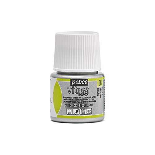 Pebeo Vitrea 160, Glass Paint, 45 ml Bottle - Shimmer Silver - color: Silver