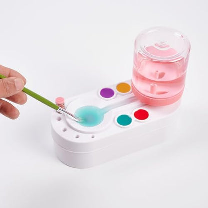 Upgraded Paint Brush Cleaner Brush Rinser Water Circulation(Pre Assembled), Watercolor/Oil and Water-Based Paint Brush Cleaner Tool, Gift for Adults Artist Beginners - color: Pink--upgraded