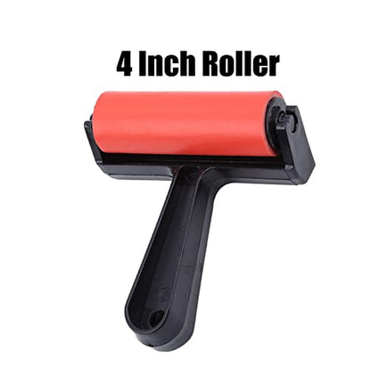 4-Inch Rubber Roller Brayer Tool – Vinyl, Printmaking, Stamping, Cardmaking, Scrapbooking – Durable Craft Roller with Easy-Grip Handle