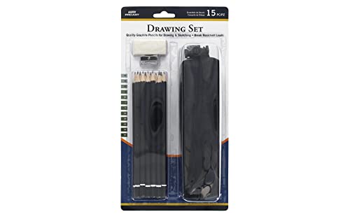 Pro Art Pencil Set with Case 12pc - style: Graphite Drawing 15 Piece Set