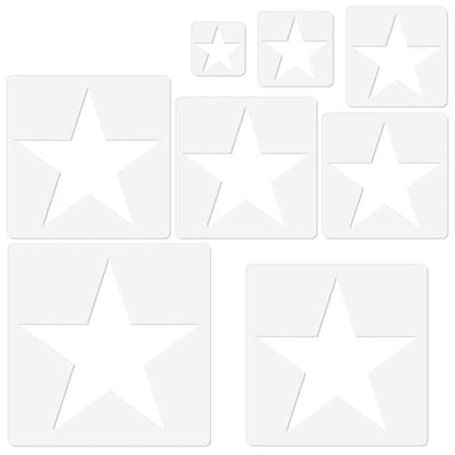 8 Pcs Large Star Stencil Set,8 Size Reusable Star Stencils for Painting | 5-Point Star Template Spray Paint Supplies for Painting on Wood,Wall,Fabric,Pallet Flag,DIY Craft,4th of July Décor