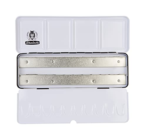 Schmincke - HORADAM AQUARELL Empty box 74 924 097, black metal box with mixing palette for individual filling with 24 x 1/2 or 12 x 1/1 cells - size: for 12 x 1/1 or 24 x 1/2 pans