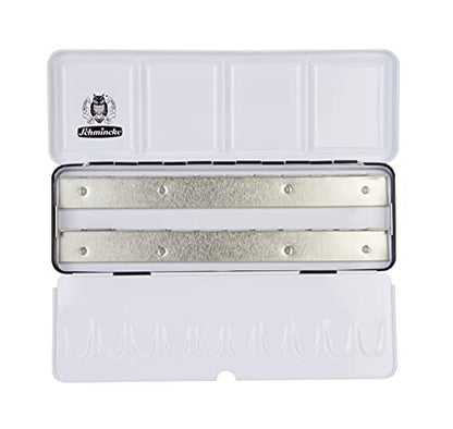 Schmincke - HORADAM AQUARELL Empty box 74 924 097, black metal box with mixing palette for individual filling with 24 x 1/2 or 12 x 1/1 cells - size: for 12 x 1/1 or 24 x 1/2 pans