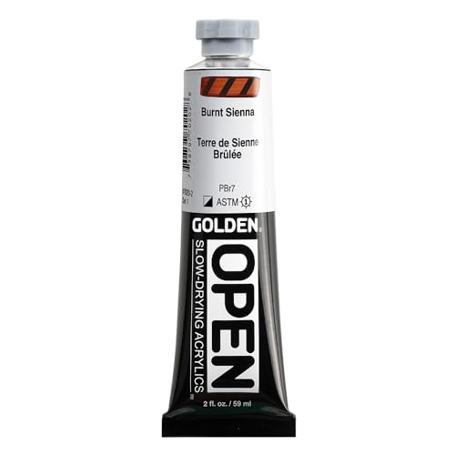GOLDEN OPEN Slow-Drying Acrylics, Burnt Sienna, 2 fl. oz. Tube - color: Burnt Sienna, size: 2 Fl Oz (Pack of 1)