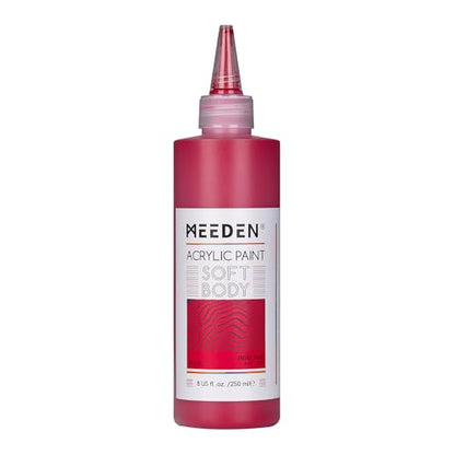 MEEDEN Soft Body Acrylic Paint: Rose Red Matte Finish 250ml/8.45oz | Bulk Acrylic Colors in Ergonomic Bottle - Fluid Flow Art Paints for Artists Canvas Painting - color: Rose