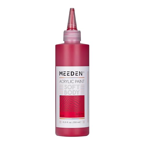 MEEDEN Soft Body Acrylic Paint: Rose Red Matte Finish 250ml/8.45oz | Bulk Acrylic Colors in Ergonomic Bottle - Fluid Flow Art Paints for Artists Canvas Painting - color: Rose