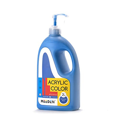MEEDEN Cerulean Blue Acrylic Paint with Pump Lid, 1/2 Gallon (2L /67.6 oz.) Soft Body Non-Toxic Rich Pigment Color, Perfect for Art Class, Wall Painting, Painting Party & Creative DIY - color: Cerulean Blue