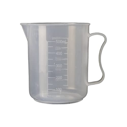 1 Piece Plastic Measuring Cups with Handle Clear Measuring Cup Plastic Beaker Cups Plastic Graduated Cup Multipurpose Mixing Cups for Kitchen Experiment Mixing Paint Epoxy Resin, 500ml
