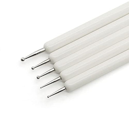 4 Set Embossing Stylus Double End Tracing Dotting Tool, 20 Pcs Ball Embossing Stylus Double End Tracing Dotting Tool for Pottery Clay Craft, Embossing Art (White) - color: White
