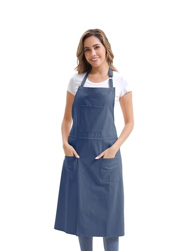 Nanxson Pottery Apron Split Leg with 3 Pockets & Adjustable Buckle | cotton material,Long apron,adjustable waist tie,for Pottery Ceramic Wheel DIY Art Garden - color: Navy