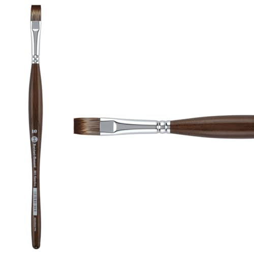 Borciani e Bonazzi Unico Synthetic Mongoose Artist Paint Brush - Series 801 Flat - Size #10 - Watercolors, Oil & Acrylic Paint - Handcrafted in Italy, Anti-Roll Design, Ergonomic Medium Handle - size: 10