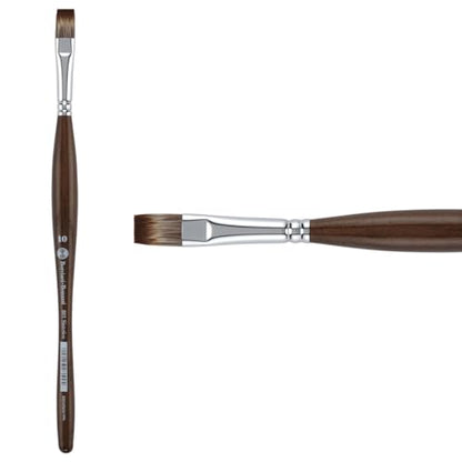 Borciani e Bonazzi Unico Synthetic Mongoose Artist Paint Brush - Series 801 Flat - Size #10 - Watercolors, Oil & Acrylic Paint - Handcrafted in Italy, Anti-Roll Design, Ergonomic Medium Handle - size: 10