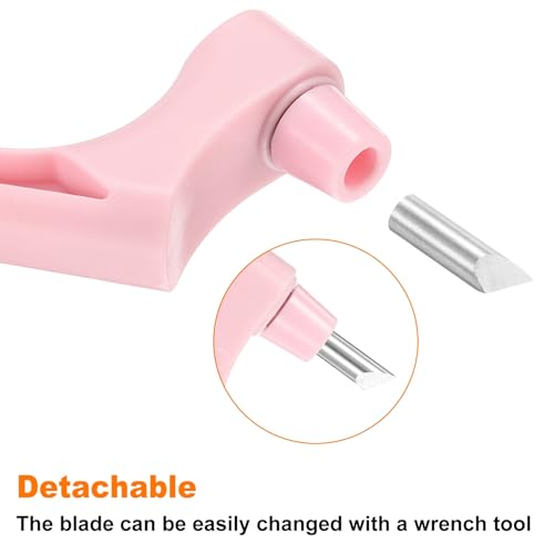 HARFINGTON Craft Cutting Tools 15/30/45 Degree Blades 360 Degree Rotating Blade Stainless Steel Cutter Pen Knife with Mat for DIY Crafts Stencils Scrapbooks, Pink - color: Pink