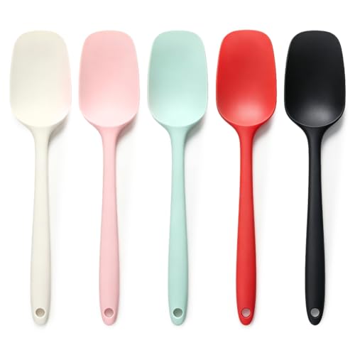 5 Pcs Silicone Spatula Set,10.6 Inch Heat Resistant Non-Stick Scraper - color: 5 colors